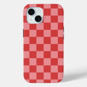 ピンクとレッドのチェック柄 遊び心のあるバレンタインギフト Case-Mate iPhoneケース (裏面)