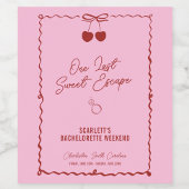 ピンクとレッドのチェリーバチェロレッテウィークエンド ワインラベル