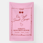 ピンクとレッドのチェリーバチュレリーパーティーウィークエンド 横断幕 (縦)