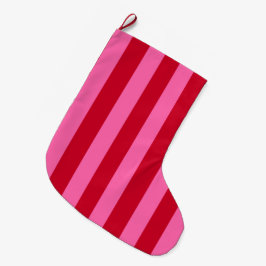 ピンクとレッドのペパーミントストライプ ラージクリスマスストッキング