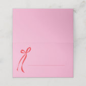 ピンクとレッドのボウネーム プレイスカード (外部開封)