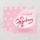 ピンクとレッドのリップスティック 50 の素晴らしい誕生日パーティー 招待状 (正面/裏面)