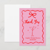 ピンクとレッドのレトロウェーブ ブライズシャワー サンキューカード (正面/裏面)