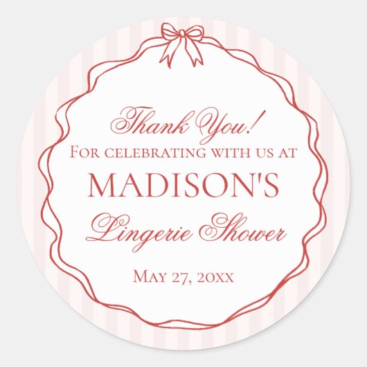 ピンクとレッドの下着シャワーパーティー用景品 ラウンドシール (正面)