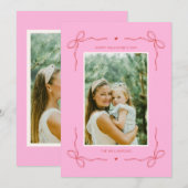 ピンクとレッドの恋するリボン バレンタインデーの写真 シーズンカード (正面/裏面)