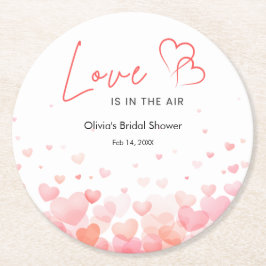 ピンクとレッドの愛が満ちる ブライダルシャワー ラウンドペーパーコースター