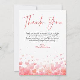 ピンクとレッドの愛が溢れる ブライダルシャワー サンキューカード