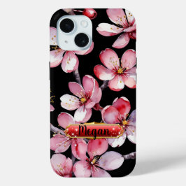 ピンクとレッドの桜のiPhone/iPadケース iPhone 15ケース
