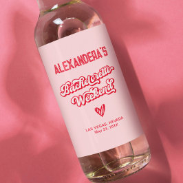 ピンクとレッドの花嫁お別れパーティー ワインラベル