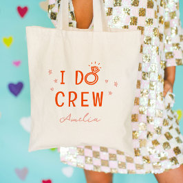 ピンクとレッドのI Do Crew スケッチ バチェロレッテパーティー トートバッグ