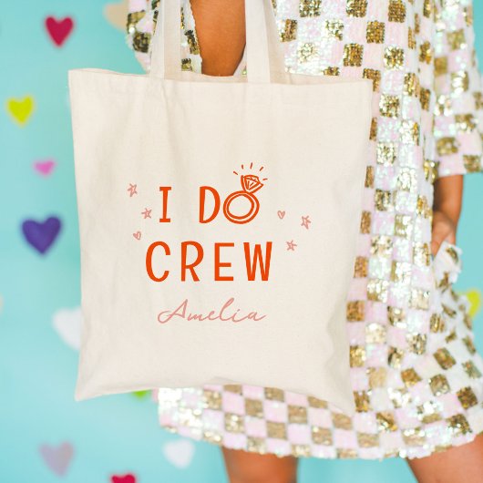 ピンクとレッドのI Do Crew スケッチ バチェロレッテパーティー トートバッグ