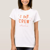 ピンクとレッドのI Do Crew スケッチ ブライズメイドパーティー Tシャツ (正面)