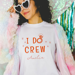 ピンクとレッドのI Do Crew スケッチ ブライズメイドパーティー Tシャツ