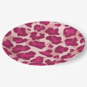 ピンクとレッドヒョウのアニマルプリント ペーパープレート (アングル)