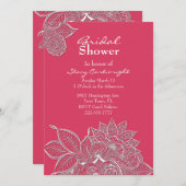 ピンクとレースのようフローラブライダルシャワー招待 招待状 (正面/裏面)