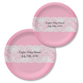 ピンクとレースの赤ちゃんシャワー ペーパープレート