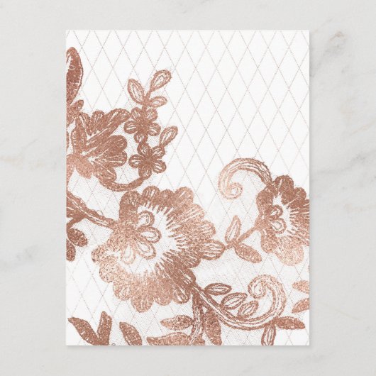 ピンクとローズゴールドの花とレースのゲスト詳細 エンクロージャーカード (裏面)