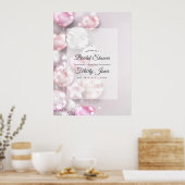 ピンクとローズゴールドの風船 結婚前お披露目歓迎 ポスター (キッチン)