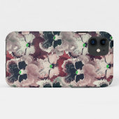 ピンクとワインレッドの水彩花 Case-Mate iPhoneケース (裏面(横))