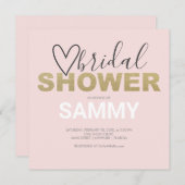 ピンクと偽のゴールドのハート ブライダルシャワー (正面/裏面)