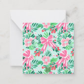 ピンクと名門私立校風のグリーンのクリスマスボウギフトエンクロージャー ノートカード (裏面)