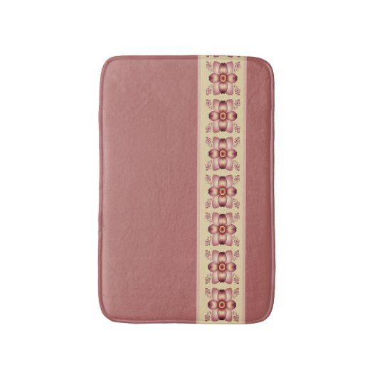 ピンクと埃っぽいバラフローラトリムアクセント バスマット (正面縦)