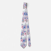 ピンクと埃っぽいブルーフローラネックタイ ネクタイ (正面)