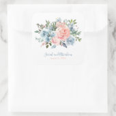 ピンクと埃っぽいブルーフローラバラ結婚ズスクエア スクエアシール (バッグ)