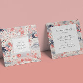 ピンクと埃っぽい青い桜の花 スクエア名刺