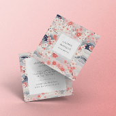 ピンクと埃っぽい青い桜の花 スクエア名刺