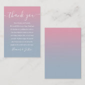 ピンクと埃の多いブグラデーションルーが結婚ありがとう プレイスカード (正面/裏面)