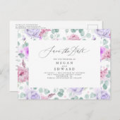 ピンクと埃の多い紫のフローラは日付を保存 案内ポストカード (正面/裏面)