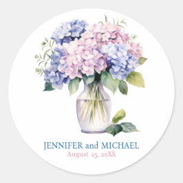 ピンクと埃の多い青いアジサイ結婚ズサークル ラウンドシール