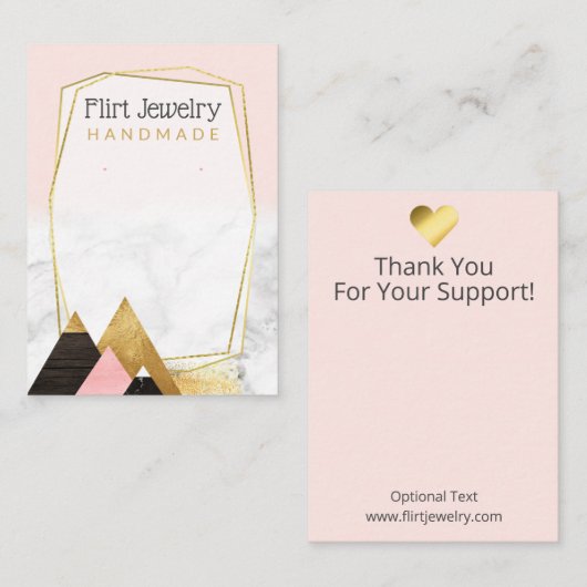 ピンクと大理石のジュエリー表示 名刺 (正面/裏面)