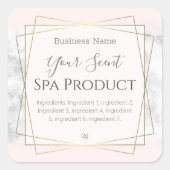 ピンクと大理石のバスソーク体スクラブソープラベル スクエアシール (正面)