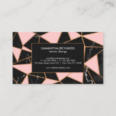 ピンクと大理石の幾何学的モザイク 名刺 (裏面)