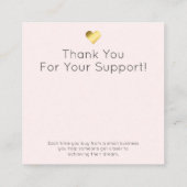 ピンクと大理石の金ゴールドイヤリング表示包装 スクエア名刺 (裏面)