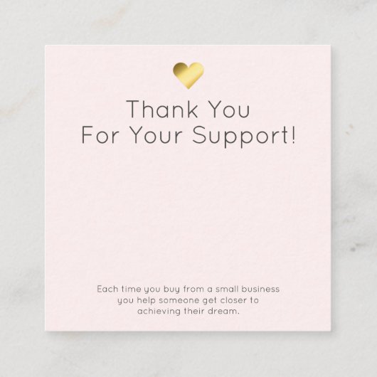 ピンクと大理石の金ゴールドイヤリング表示包装 スクエア名刺 (裏面)