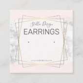 ピンクと大理石の金ゴールドイヤリング表示包装 スクエア名刺 (正面)