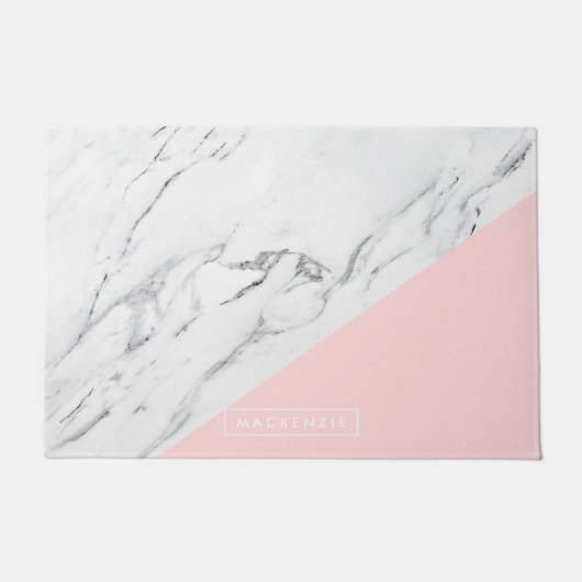 ピンクと大理石 ドアマット (正面)