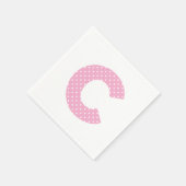 ピンクと小さな白い水玉の太字Cモノグラム スタンダードカクテルナプキン (角)