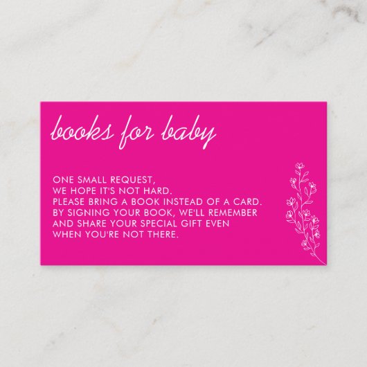 ピンクと小さな白い花「ベビー用の本」 エンクロージャーカード (正面)