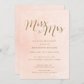 ピンクと恋しく思金ゴールドからブライダルシャワーパーティー 招待状 (正面/裏面)