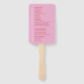 ピンクと明るい赤の結婚式プログラムファンのセット ハンドファン (裏面)