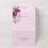 ピンクと明るい赤紫色のバラ オールインワン招待状 (外側)