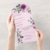 ピンクと明るい赤紫色のバラ オールインワン招待状 (貼ってはがせる)