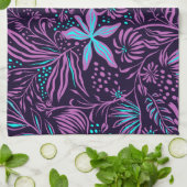 ピンクと明るい青の花 キッチンタオル (折り畳み)