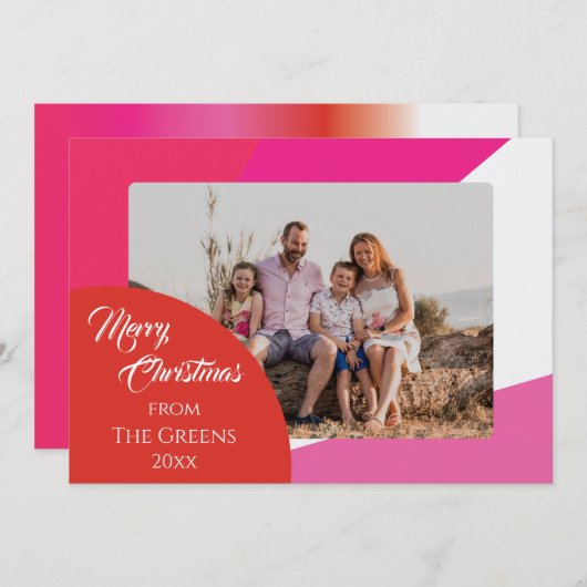 ピンクと明るい非クリスマス伝統的カード シーズンカード (正面/裏面)