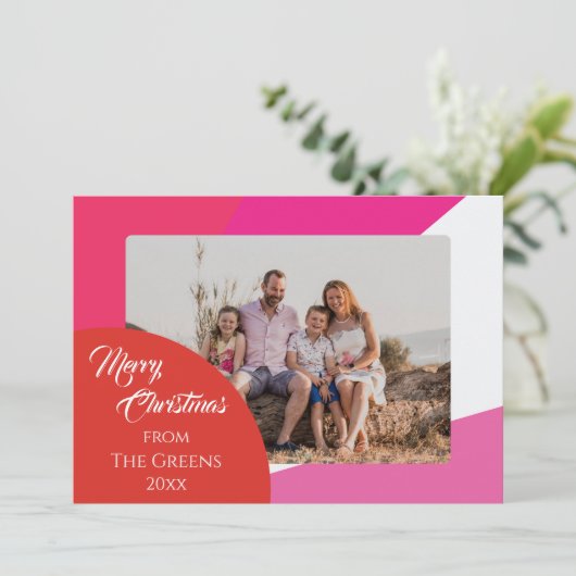ピンクと明るい非クリスマス伝統的カード シーズンカード (スタンド正面)