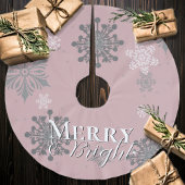 ピンクと明メリーるい雪の結晶クリスマス ブラッシュドポリエステルツリースカート